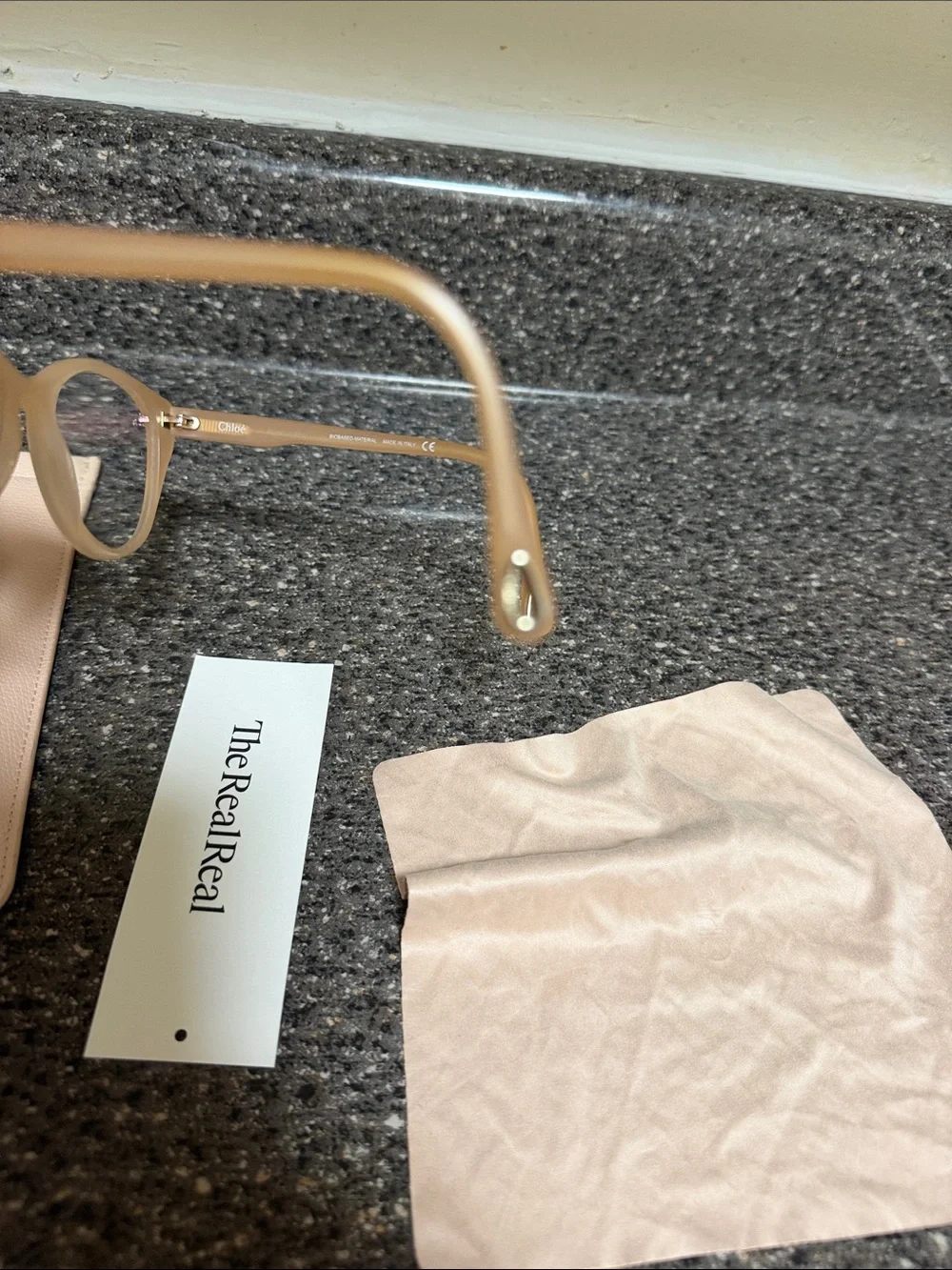 Chloe Beige Cat-Eye Glasses with Soft Case